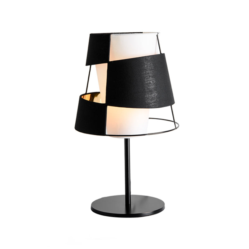 Laser Cut Barrel Metallic Table Light Modernist 1 Head White and Black Finish Nightstand Lamp