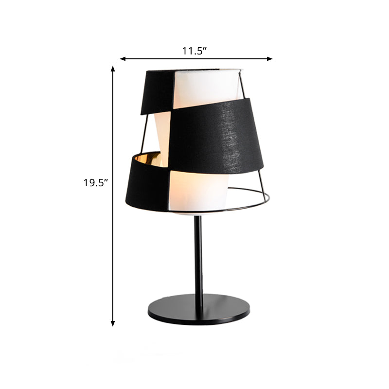 Laser Cut Barrel Metallic Table Light Modernist 1 Head White and Black Finish Nightstand Lamp