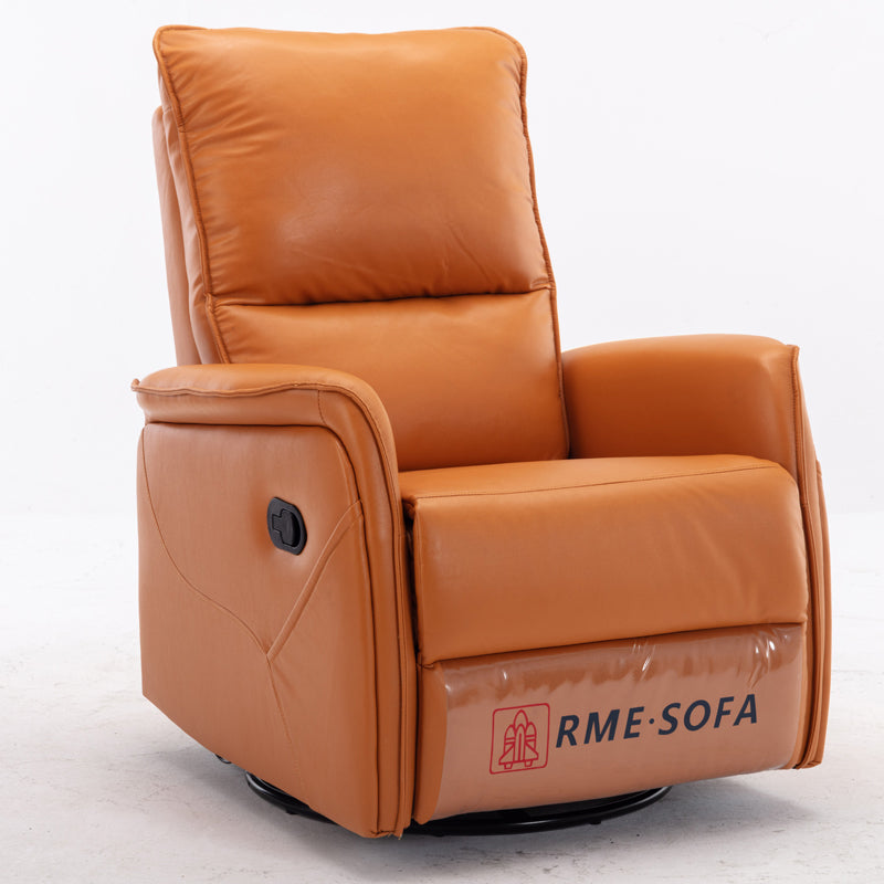 Solid Color Faux Leather Recliner Chair Metal Frame Standard Recliner