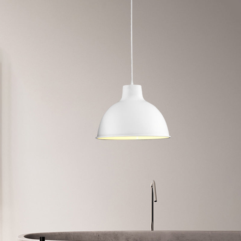 LOFTSTIJL Dome plafondlicht 12 "/14" dia 1 licht metalen hanglamp met verstelbaar koord in zwart/wit