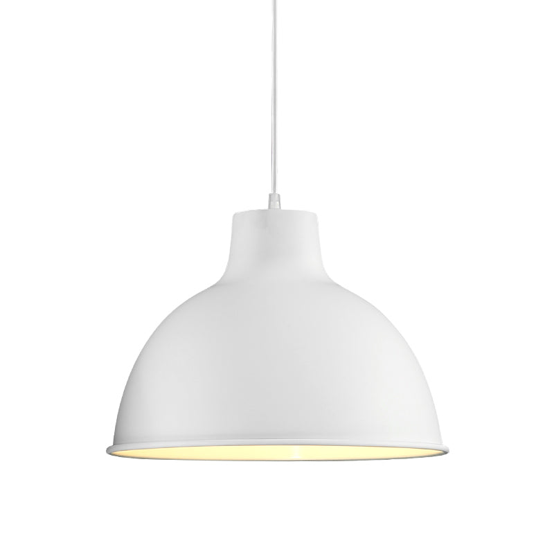 Light de plafond dôme de style loft 12 "/ 14" dia 1 lampe suspendue en métal clair avec cordon réglable en noir / blanc