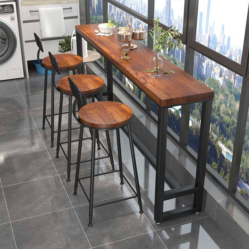 Contemporary Solid Wood Rectangle Bar Stool Table for Living Room