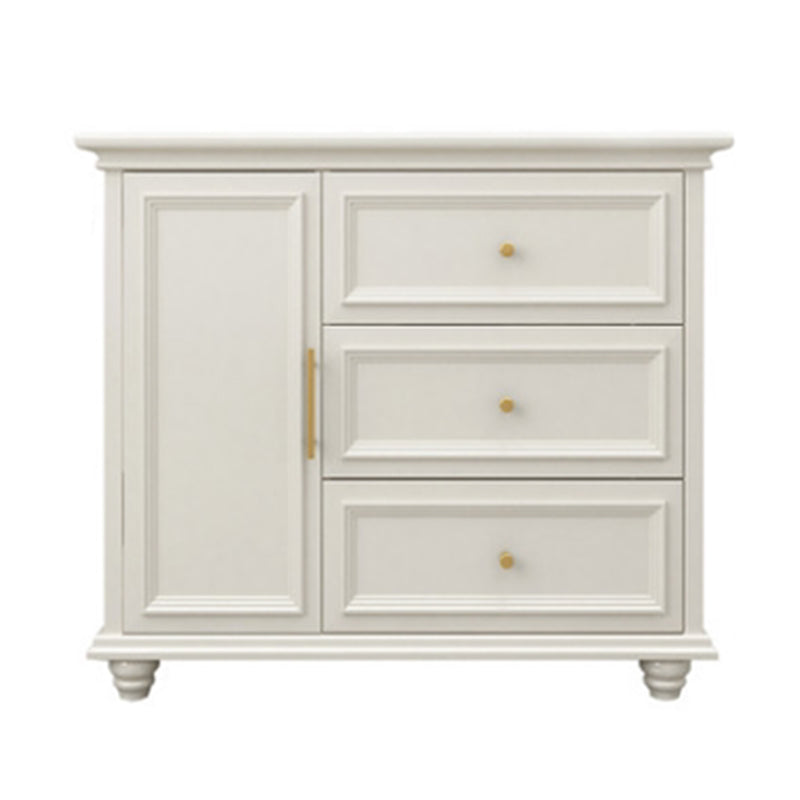 Contemporary White Buffet Sideboard Solid Wood Sideboard Cabinet with Drawers and Doors