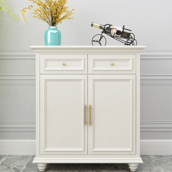Contemporary White Buffet Sideboard Solid Wood Sideboard Cabinet with Drawers and Doors