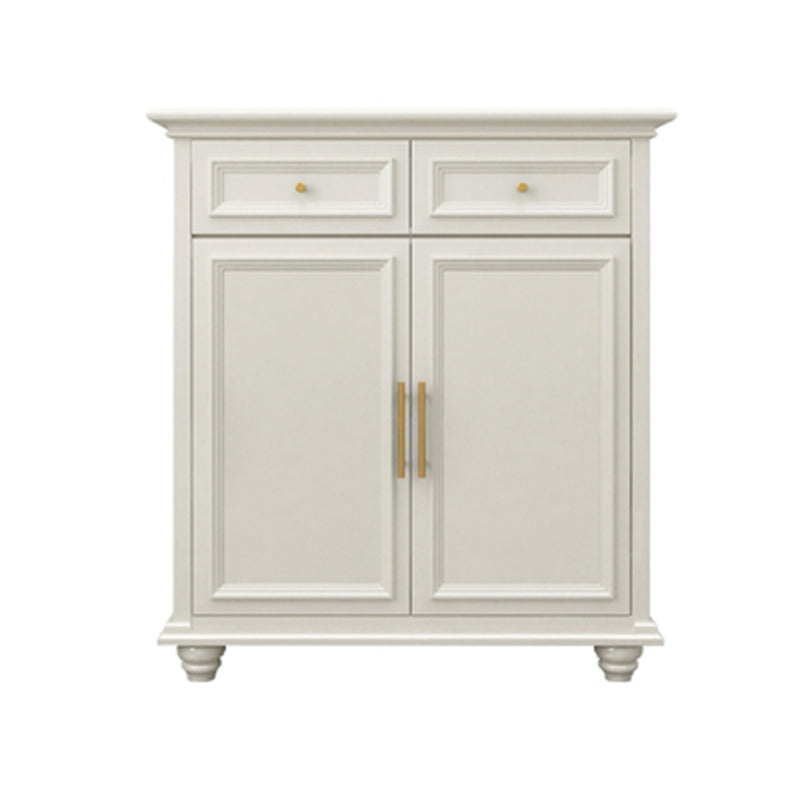 Contemporary White Buffet Sideboard Solid Wood Sideboard Cabinet with Drawers and Doors