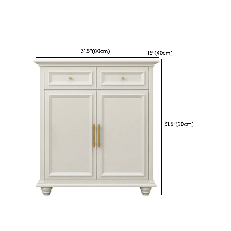 Contemporary White Buffet Sideboard Solid Wood Sideboard Cabinet with Drawers and Doors