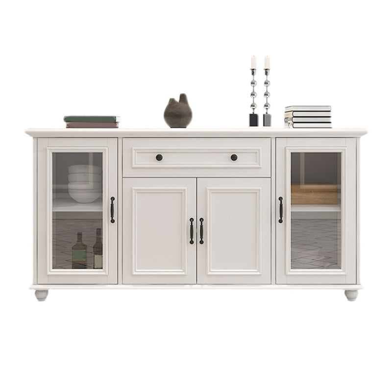 Contemporary White Buffet Sideboard Solid Wood Sideboard Cabinet with Drawers