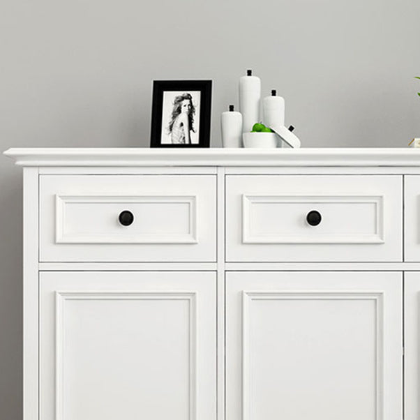 Contemporary White Buffet Sideboard Solid Wood Sideboard Cabinet with Drawers