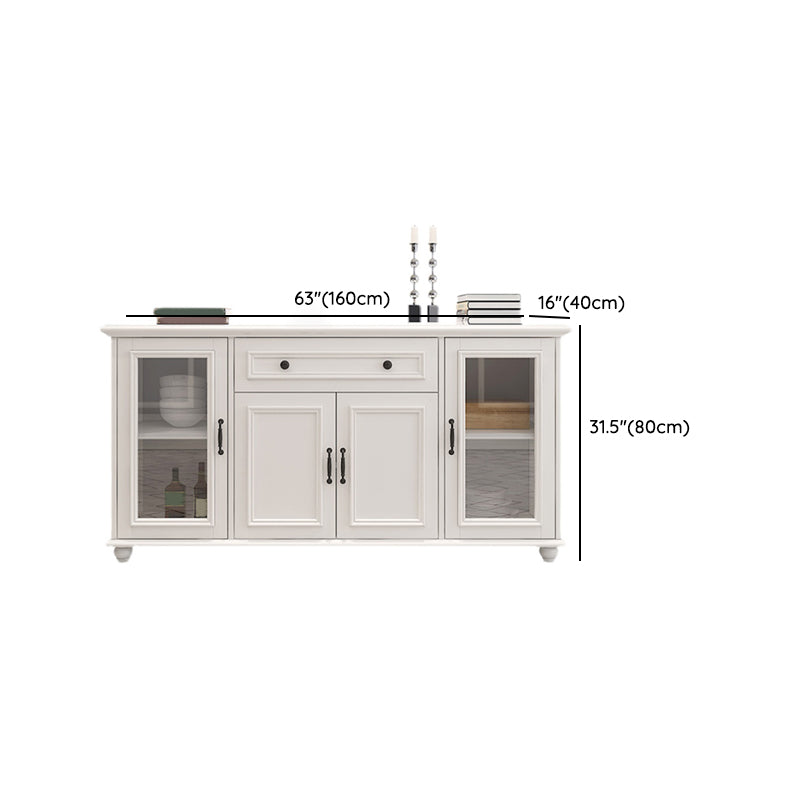 Contemporary White Buffet Sideboard Solid Wood Sideboard Cabinet with Drawers