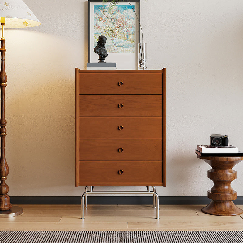 Contemporary Brown Buffet Sideboard Solid Wood Sideboard Cabinet with Drawers and Storage