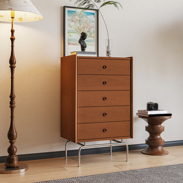 Contemporary Brown Buffet Sideboard Solid Wood Sideboard Cabinet with Drawers and Storage