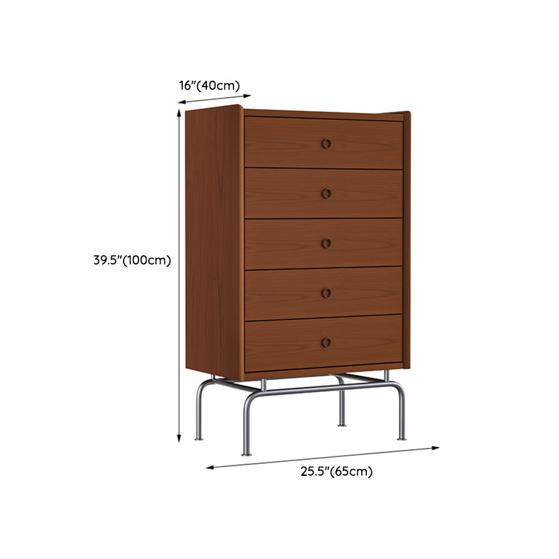 Contemporary Brown Buffet Sideboard Solid Wood Sideboard Cabinet with Drawers and Storage