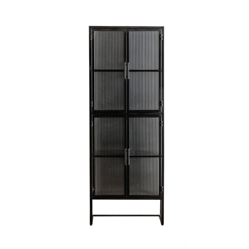 Modern Curio Cabinet Glass Doors Metal Buffet Cabinet for Dining Room