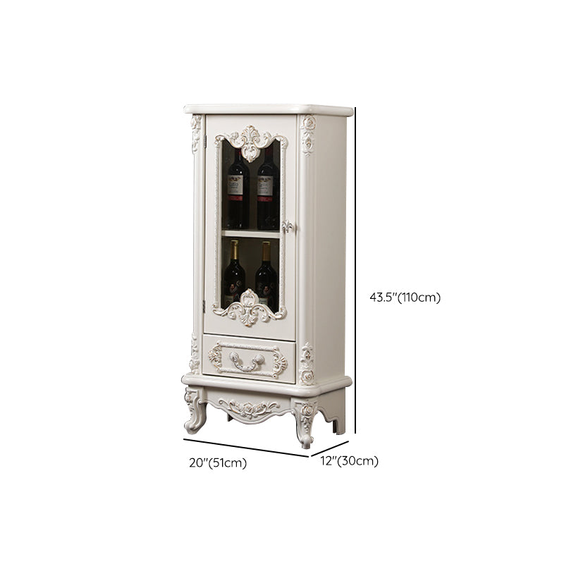 Traditional Display Stand Glass Doors Pine Storage Cabinet for Dining Room