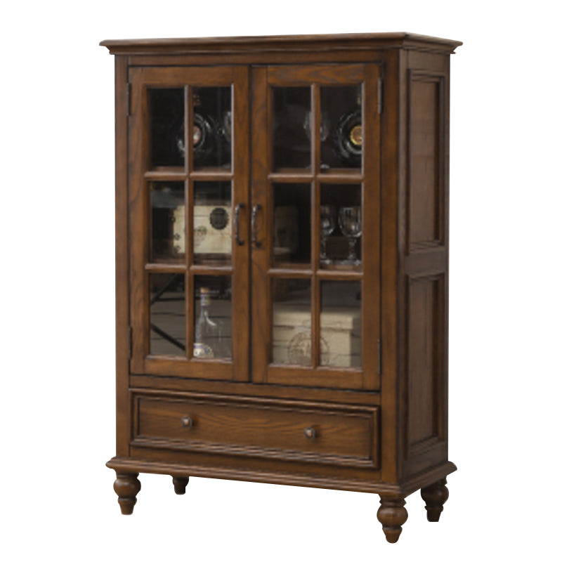 Traditional Display Stand Ash Glass Doors Storage Cabinet for Dining Room