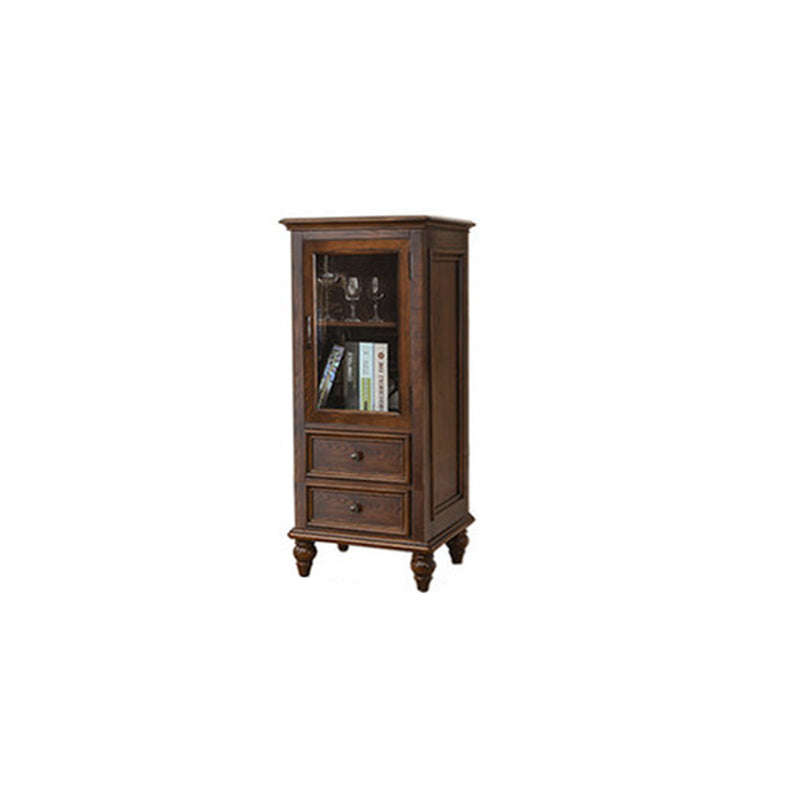 Traditional Display Stand Ash Glass Doors Storage Cabinet for Dining Room