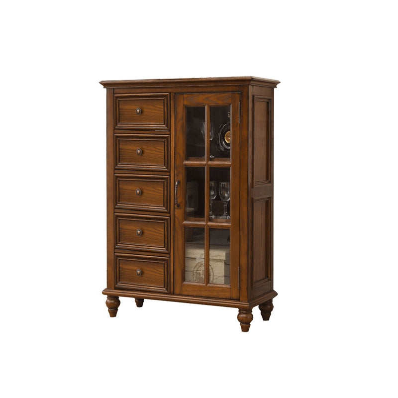 Traditional Display Stand Ash Glass Doors Storage Cabinet for Dining Room