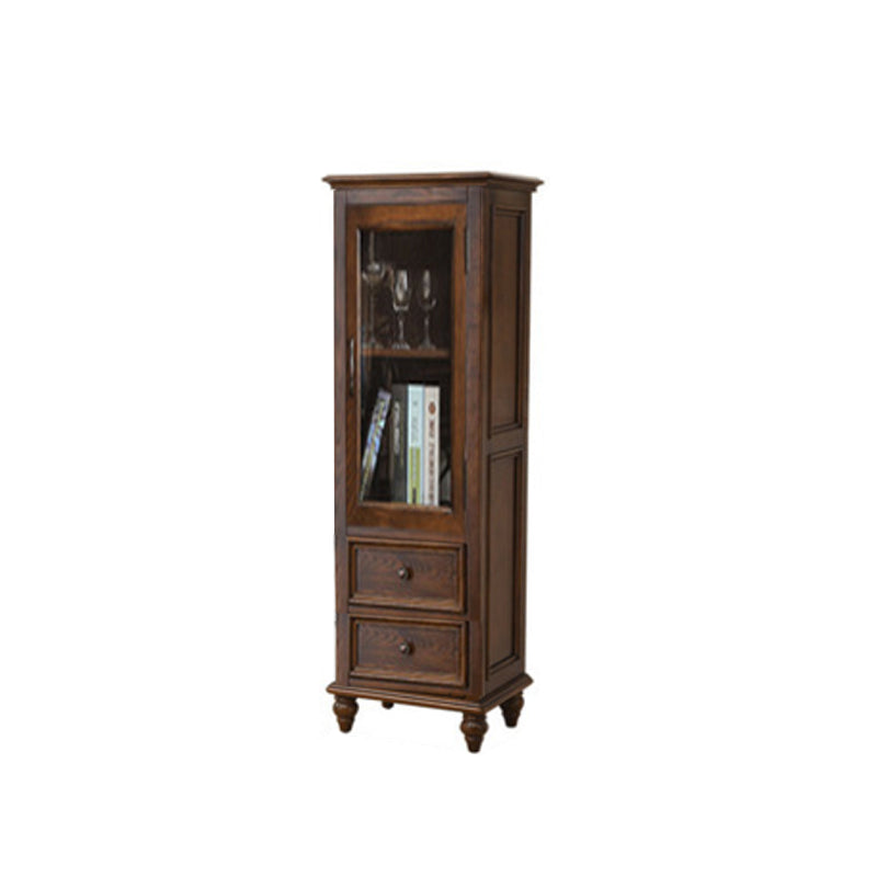 Traditional Display Stand Ash Glass Doors Storage Cabinet for Dining Room