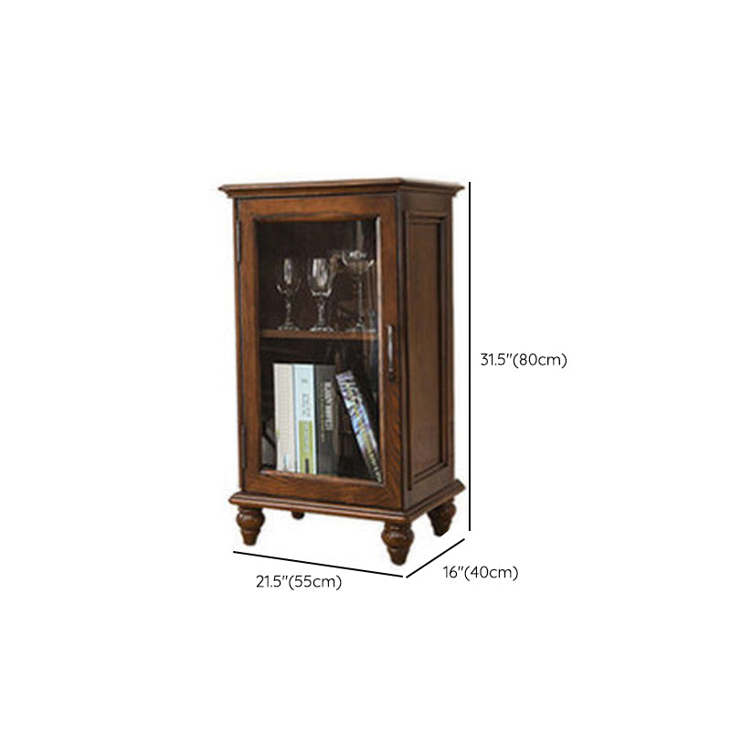 Traditional Display Stand Ash Glass Doors Storage Cabinet for Dining Room