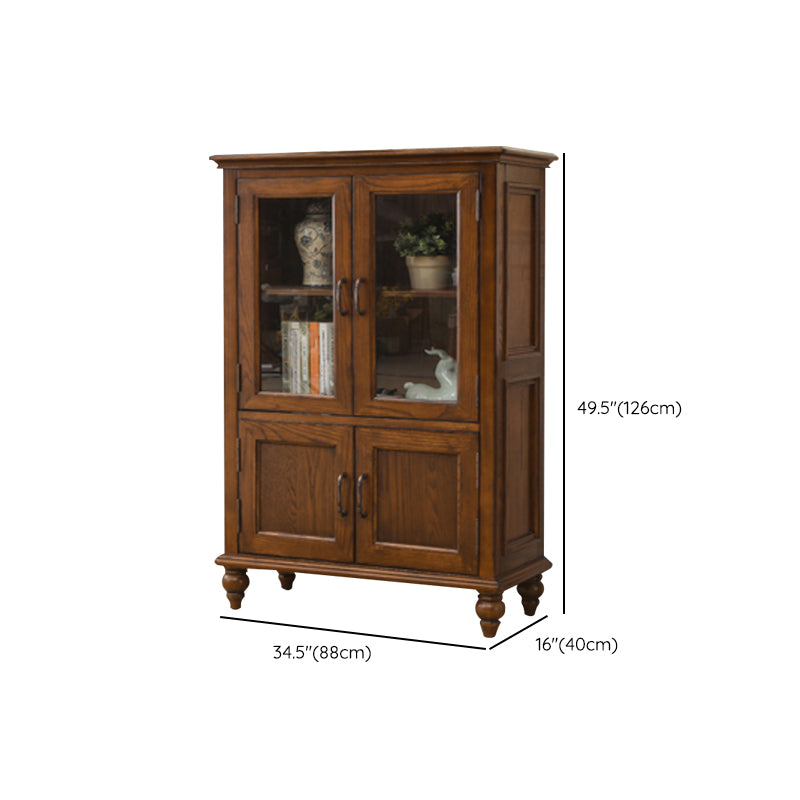 Traditional Display Stand Ash Glass Doors Storage Cabinet for Dining Room