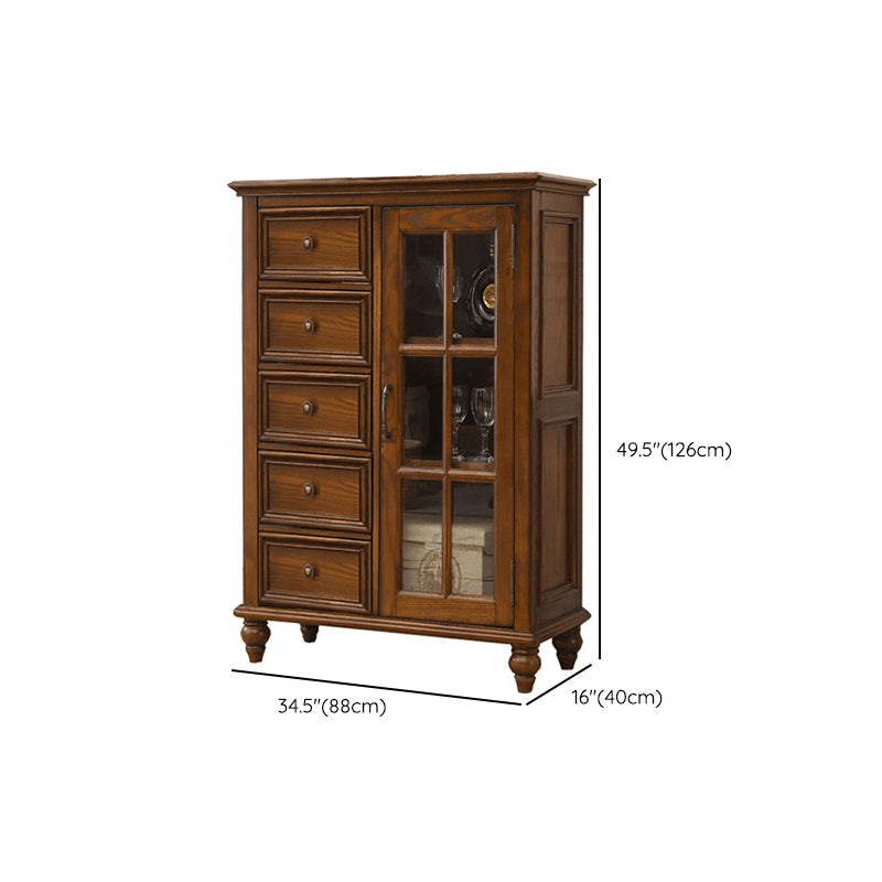 Traditional Display Stand Ash Glass Doors Storage Cabinet for Dining Room