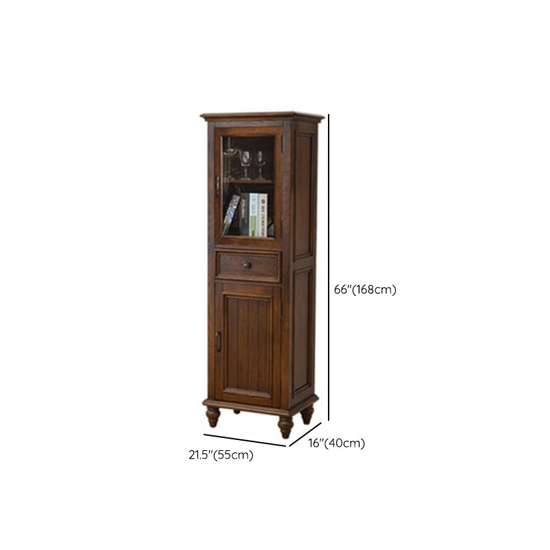 Traditional Display Stand Ash Glass Doors Storage Cabinet for Dining Room