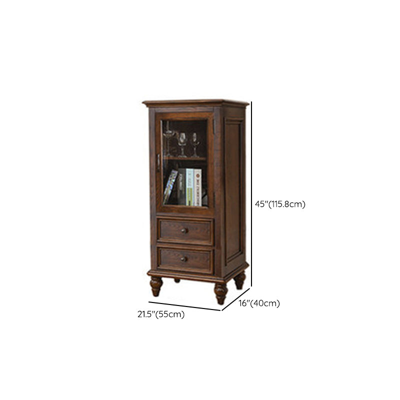 Traditional Display Stand Ash Glass Doors Storage Cabinet for Dining Room