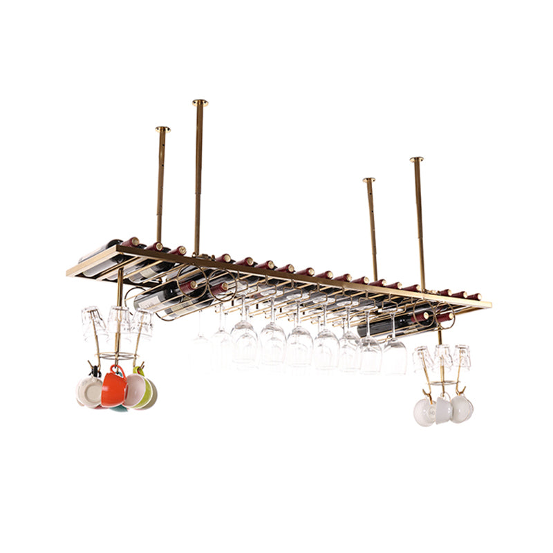 Glam Style Metal Hanging Wine Rack Kit in Gold, 59" x 13.8" x 13.4"