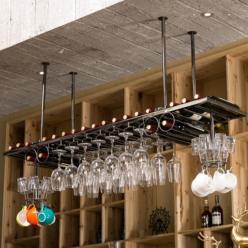 Glam Style Metal Hanging Wine Rack Kit in Gold, 59" x 13.8" x 13.4"