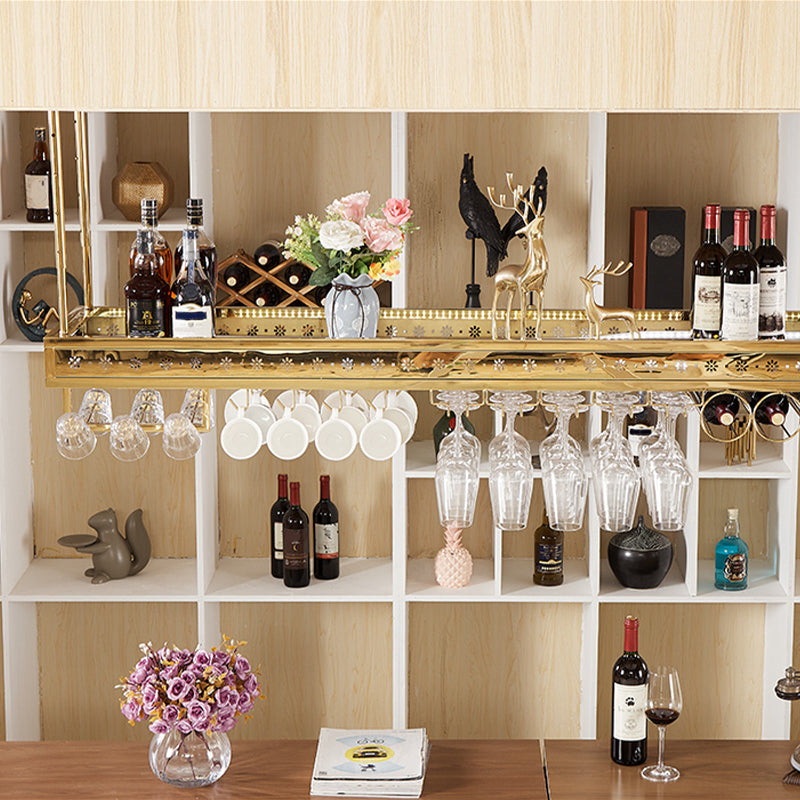 Luxury Style Metal Single Hanging Wine Holder Rack with Shelf