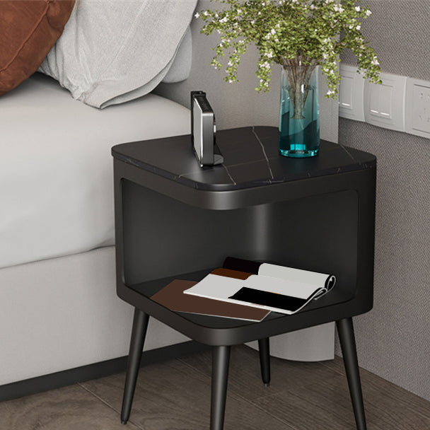 Open Storage Nightstand Contemporary Bed Nightstand for Bedroom