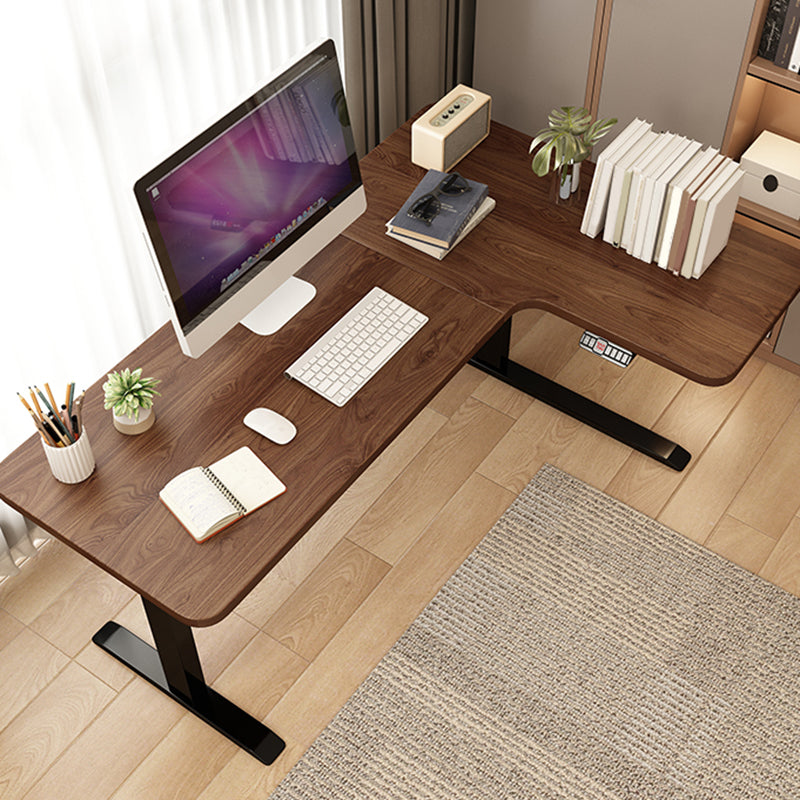 Contemporary Home Computer Desk Adjustable Height L-Shape Writing Desk