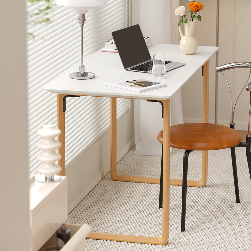 Contemporary Style Wood Office Desk Rectangular Shape Task Desk in White and Natural