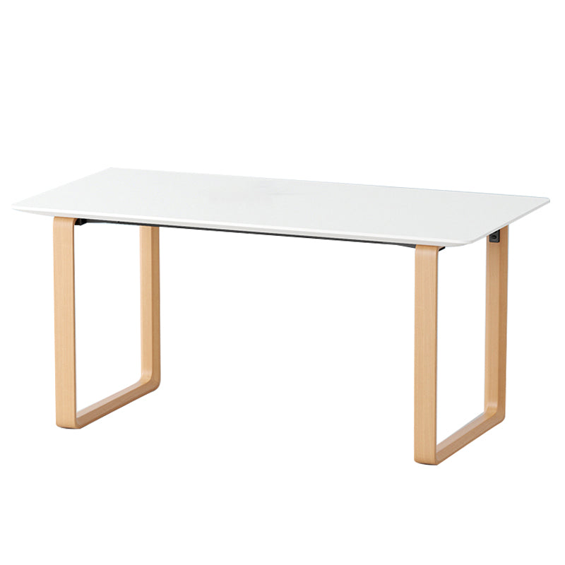 Contemporary Style Wood Office Desk Rectangular Shape Task Desk in White and Natural