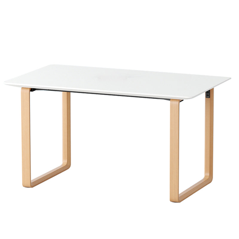 Contemporary Style Wood Office Desk Rectangular Shape Task Desk in White and Natural