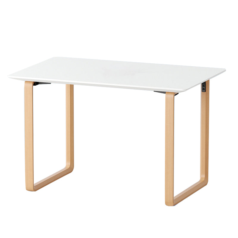 Contemporary Style Wood Office Desk Rectangular Shape Task Desk in White and Natural