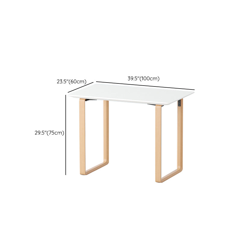 Contemporary Style Wood Office Desk Rectangular Shape Task Desk in White and Natural