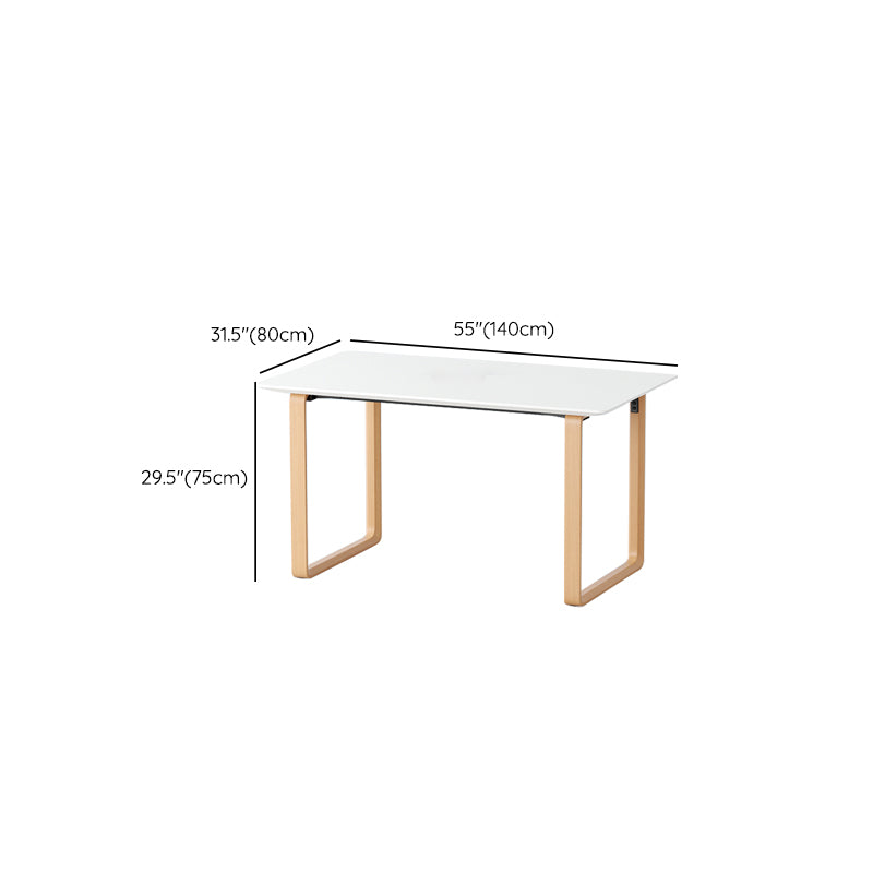 Contemporary Style Wood Office Desk Rectangular Shape Task Desk in White and Natural