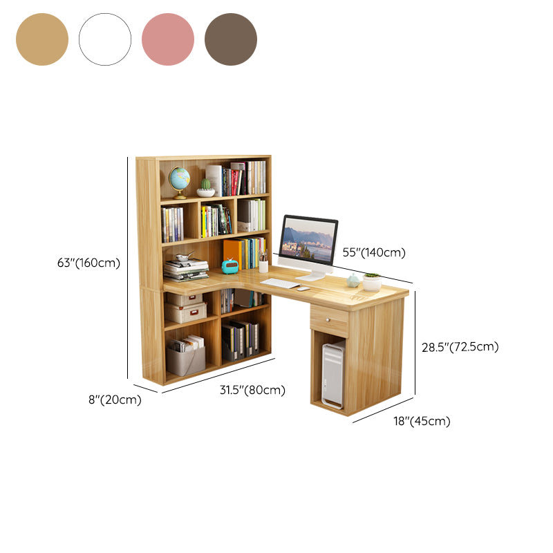 Modern Home Office Desk Pedestal Base Writing Desk Storage Shelves and Drawers