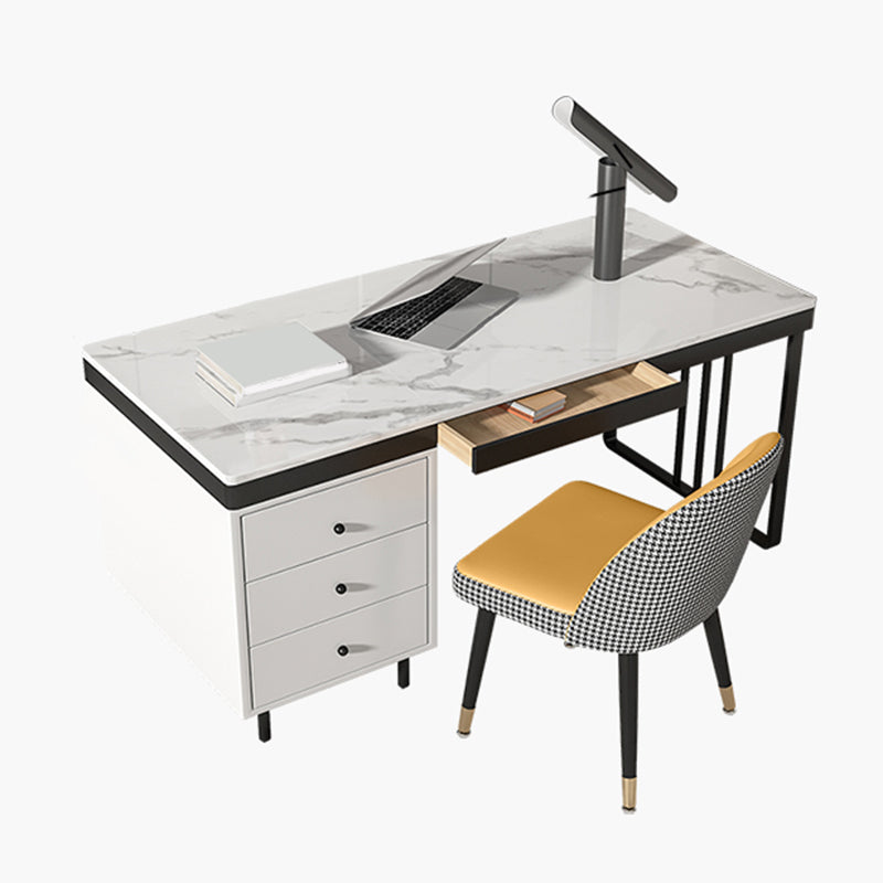 Industrial Stone Writing Desk Rectangular Metal Desk for Office