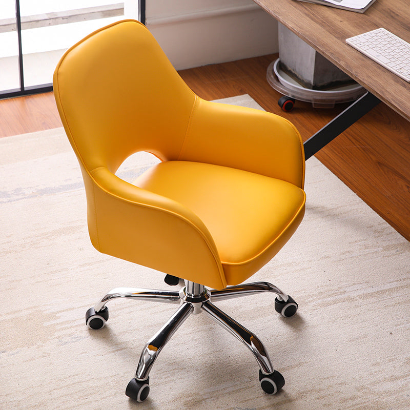 Armless Desk Chair Modern Leather Low-Back Office Chair with Wheels