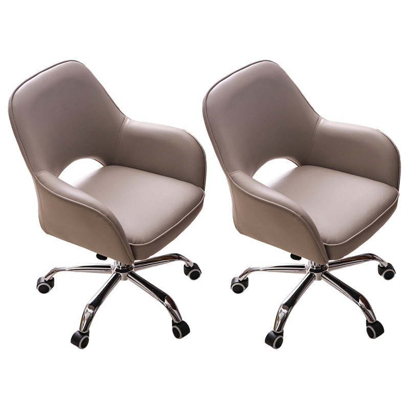 Armless Desk Chair Modern Leather Low-Back Office Chair with Wheels