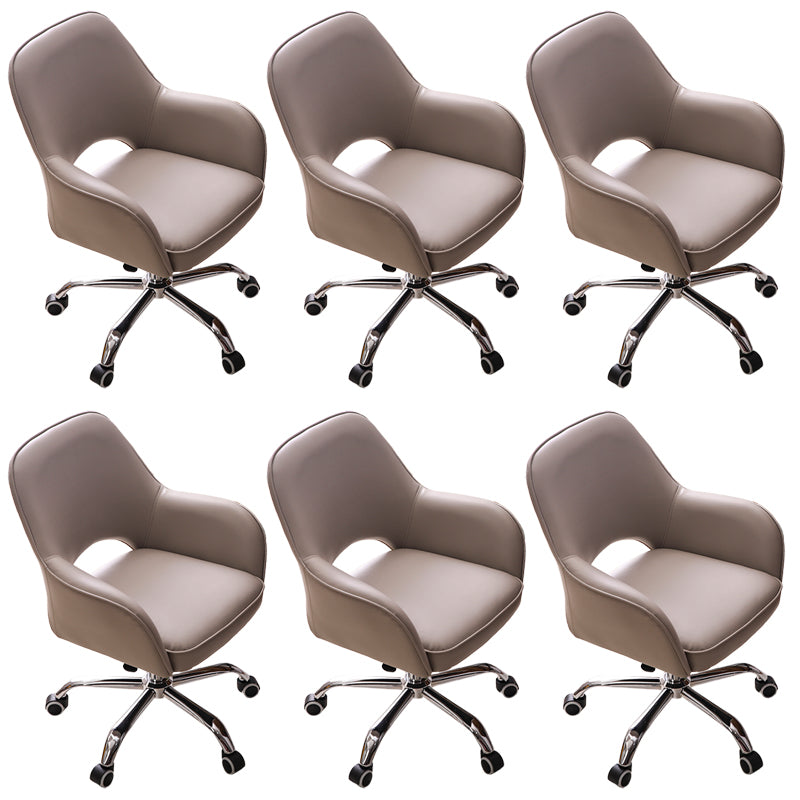 Armless Desk Chair Modern Leather Low-Back Office Chair with Wheels