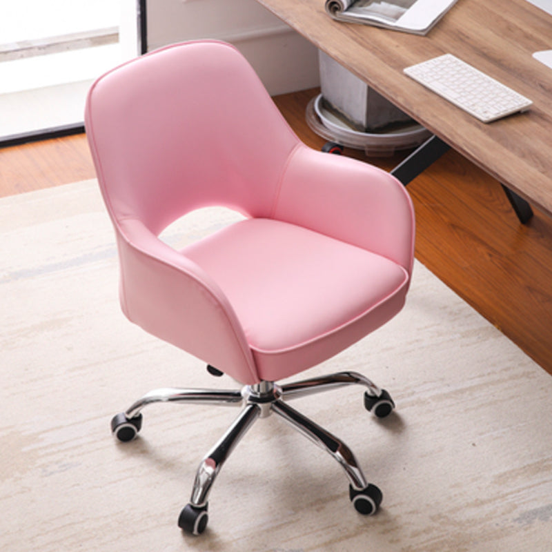 Armless Desk Chair Modern Leather Low-Back Office Chair with Wheels