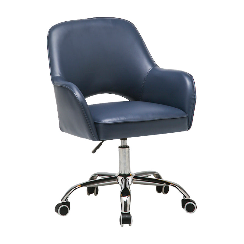 Armless Desk Chair Modern Leather Low-Back Office Chair with Wheels