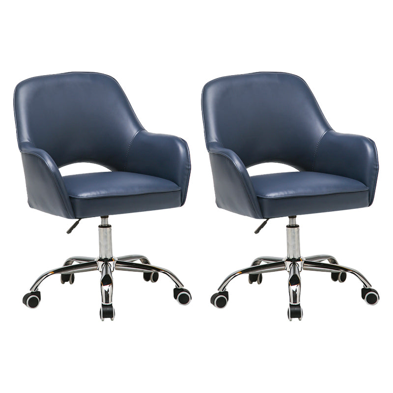 Armless Desk Chair Modern Leather Low-Back Office Chair with Wheels