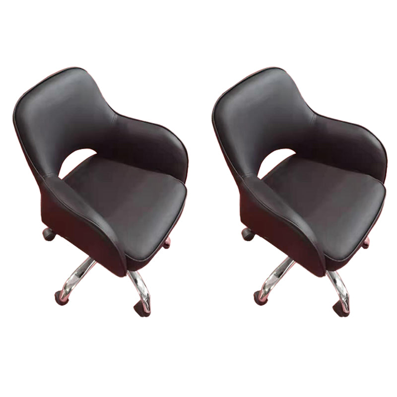 Armless Desk Chair Modern Leather Low-Back Office Chair with Wheels