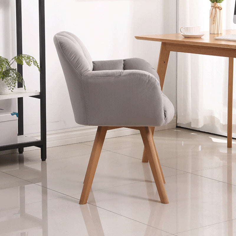 Armless Office Chair Modern Desk Chair with 4 Wooden Legs for Bedroom