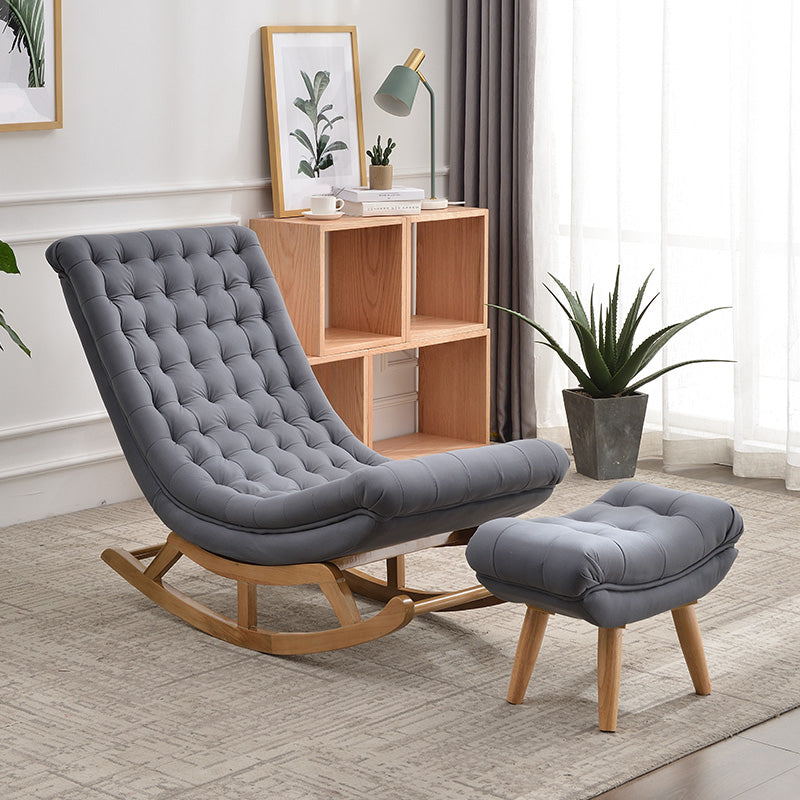 Living Room Leisure Chaise Lazy Sofa Chair Solid Wood Rocking Chair