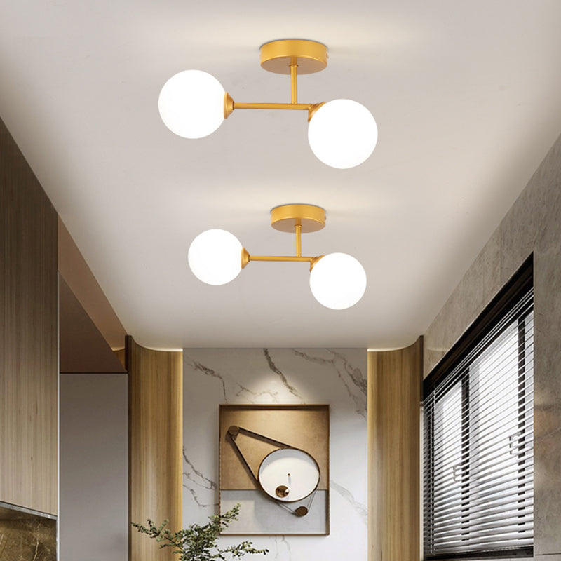 Modern Spherical Ceiling Mount Light with Glass Shade for Aisle